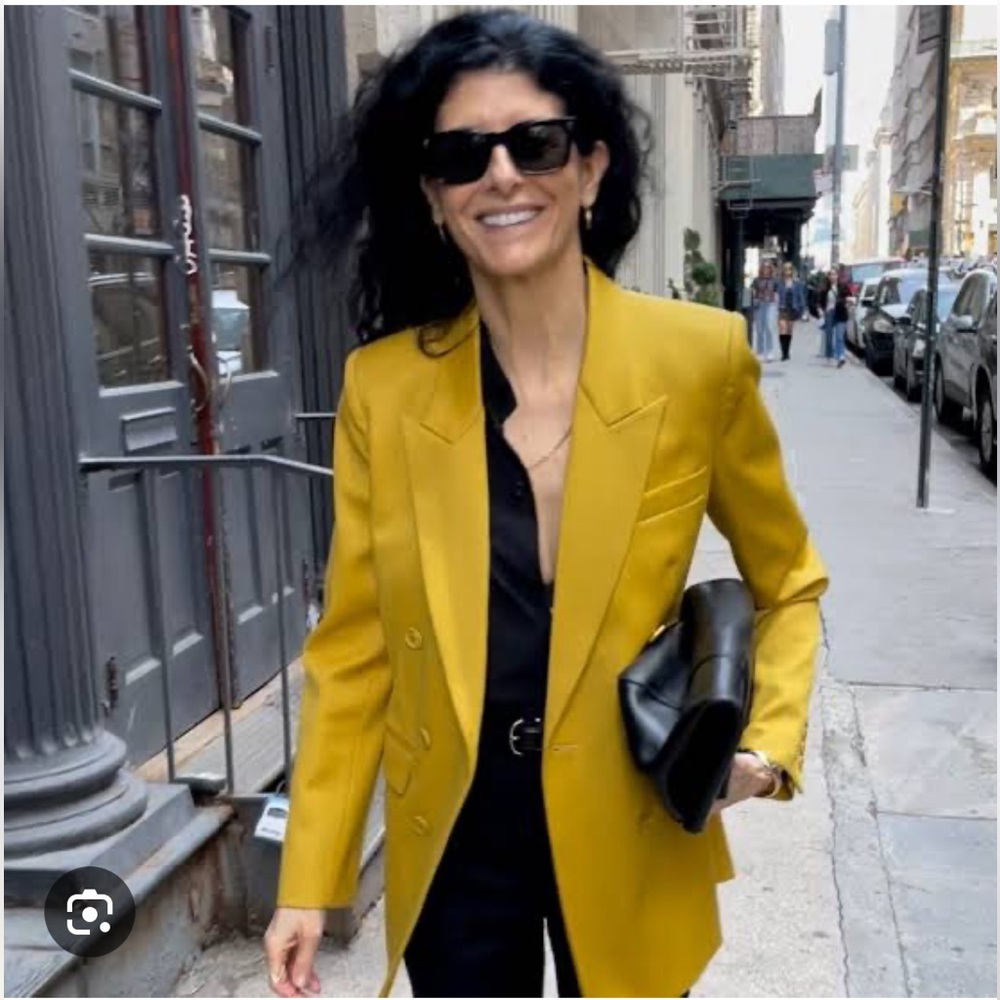 Nili Lotan Double Breasted Valerie Mustard Blazer